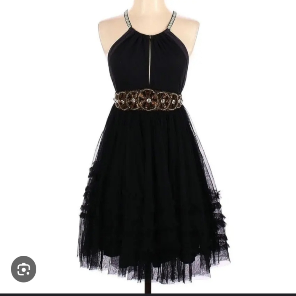 Free People Fairy Beaded Low Back Dress Tulle Vintage